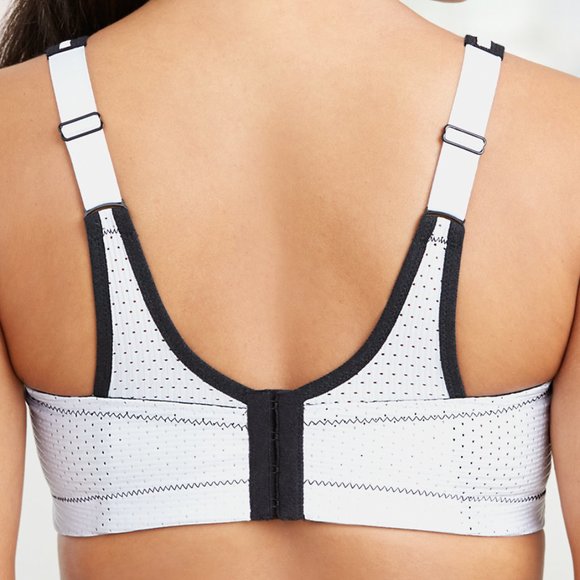 Glamorise SPORT Bra 46F (DOUBLE-LAYER) Wicking (PADDED-STRAPS) White NEW - Picture 4 of 16